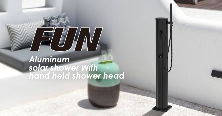 5 Gicurasi Kugera kwa Aluminium Solar Shower hamwe n'intoki zifashe umutwe