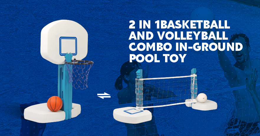 3 March New Arrival 2 In 1 Basketball And Volleyball Combo In-Ground Pool Toy